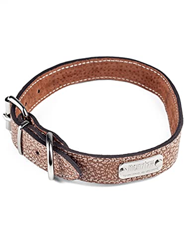 Mighty Paw Leather Dog Collar | Distressed Real Genuine Leather and a Strong Metal Buckle. Super...