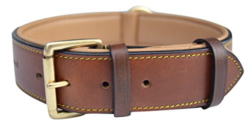 Soft Touch Collars Brown XL Leather Padded Dog Collar, 28' Inches Long x 1.75' Inches Wide, Neck...