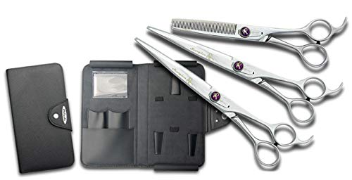 Kenchii Scorpion Grooming Shears 9 in. Dog Grooming Set Straight, Curved and Thinning Scissors...