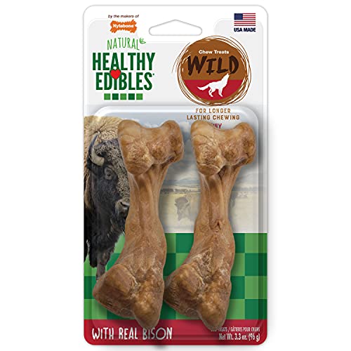 Nylabone Healthy Edibles WILD Natural Long Lasting Bison Flavor Dog Chew Treats Wild Bone...