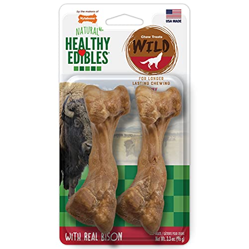 Nylabone Healthy Edibles WILD Natural Long-Lasting Dog Treats - Dog Bone Treats - Bison Flavor,...