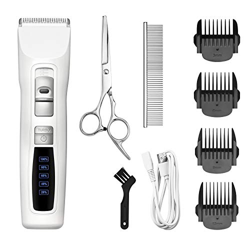 BOUSNIC Dog Clippers 2-Speed Cordless Pet Hair Grooming Clippers Kit - Professional Rechargeable for...