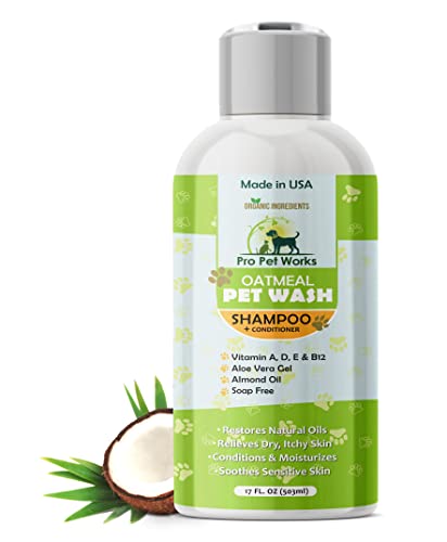 Pro Pet Works All Natural Soap Free 5 in 1 Oatmeal Dog Shampoo and Conditioner-Moisturizing Formula...
