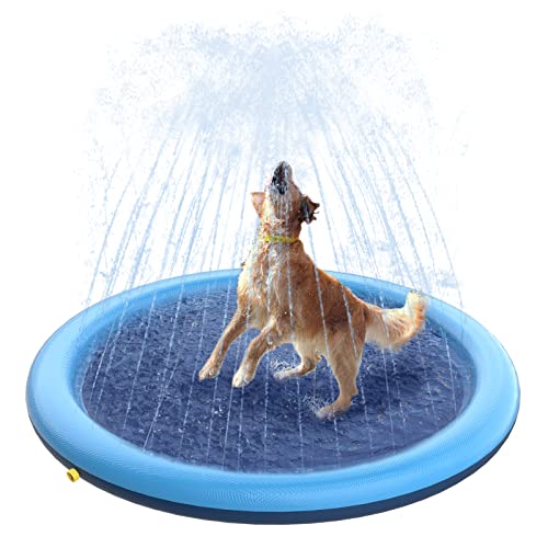 Peteast Splash Pad for Dogs Kids,51' Anti-Slip Dog Pool Dog Splash Pad Doggie Pool,Thicken Sprinkler...