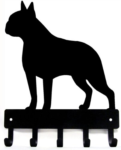 The Metal Peddler Boston Terrier Dog - Key Holder & Leash Hanger for Wall - Large 9 inch Wide - Made...