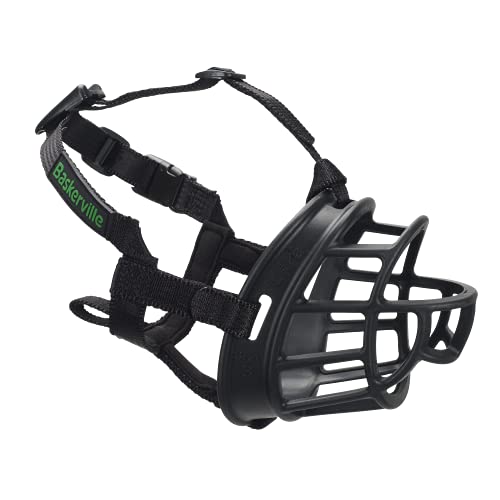 BASKERVILLE Ultra Dog Muzzle- Black Size 5, Perfect for Large Dogs, Prevents Chewing and Biting,...