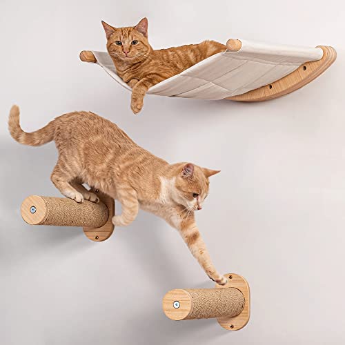 7 Ruby Road Cat Hammock Wall Mounted Cat Shelf with Two Steps - Cat Wall Shelves and Perches for...