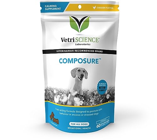 VETRISCIENCE Composure Calming Treats for Dogs Dealing with Anxiety, Separation Stress, Noise,...