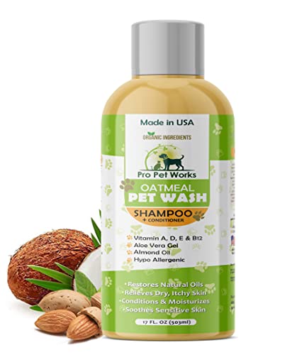 Pro Pet Works Organic All Natural 5 in 1 Oatmeal Dog Shampoo & Conditioner-Made in USA for Dandruff...