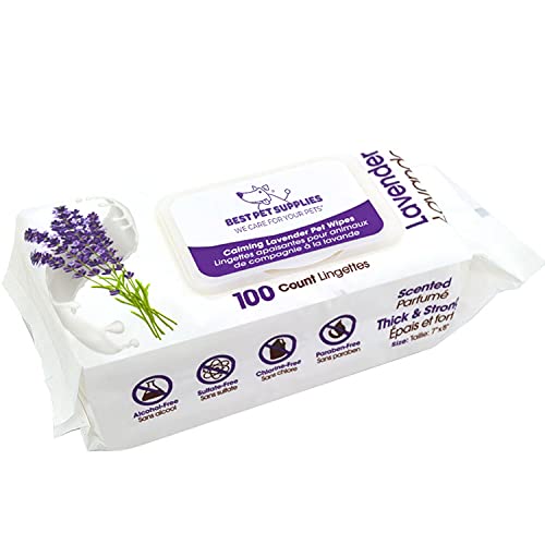 Best Pet Supplies Lavender-Scented Calming Pet Wipes for Dogs & Cats – Extra Soft & Strong...