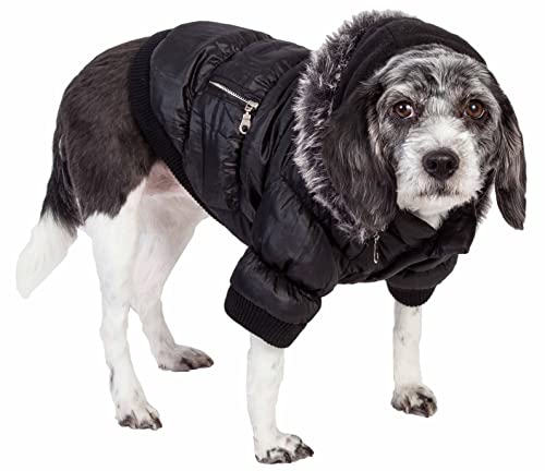 Pet Life Classic Metallic Winter Dog Coat with Zippered Removable Fur Hood - Dog Jacket Features 3M...