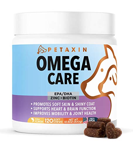 Petaxin Omega Fish Oil for Dogs - Skin and Coat Supplement Chews with EPA, DHA, and Omega-3 Fatty...