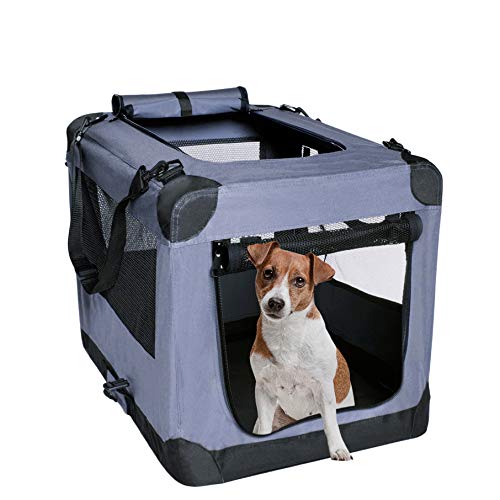 Dog Soft Crate 27 Inch Kennel for Pet Indoor Home & Outdoor Use - Soft Sided 3 Door Folding Travel...