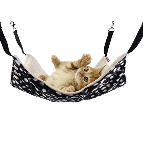 KIWITATA Cat Hammock Bed Pet Cage Hammock,kiwitatá Polka Dot Warm Soft Pet Hanging Hammock Bed Cute...
