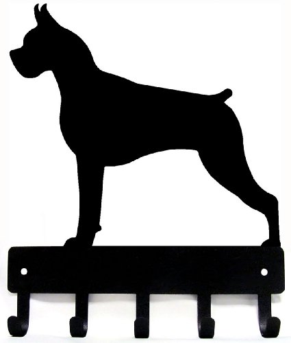 The Metal Peddler Boxer Key Key Holder & Leash Hanger for Wall - Large 9 inch Wide with 5 Hooks -...