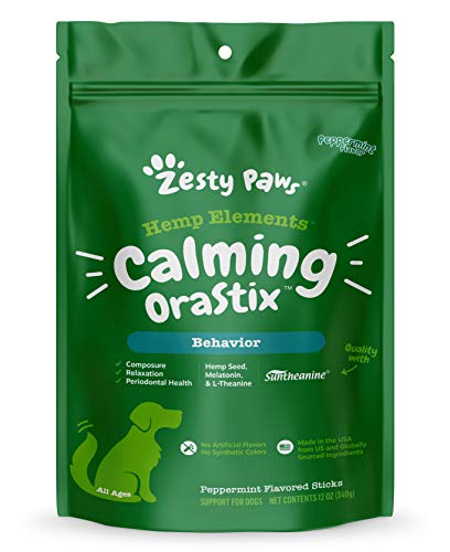 Zesty Paws OraStix for Dogs - Calming Dental Sticks for Stress and Anxiety Relief with Hemp...