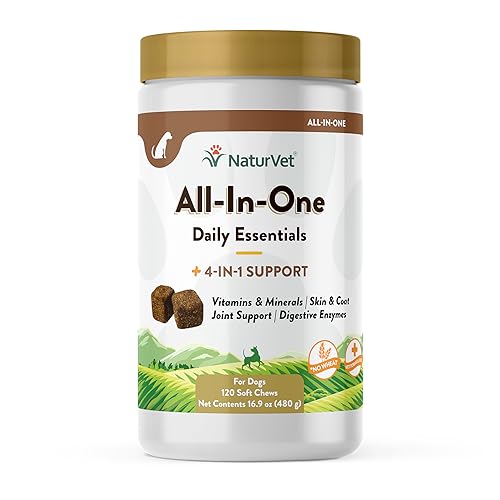 NaturVet All-in-One Dog Supplement - for Joint Support, Digestion, Skin, Coat Care – Dog...