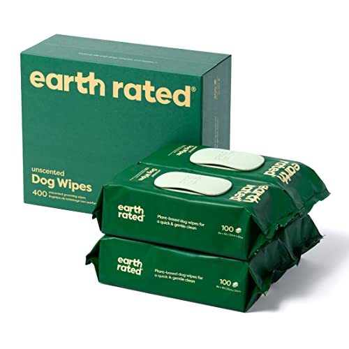 Earth Rated Dog Wipes, New Look, Thick Plant Based Grooming Wipes For Easy Use on Paws, Body and...
