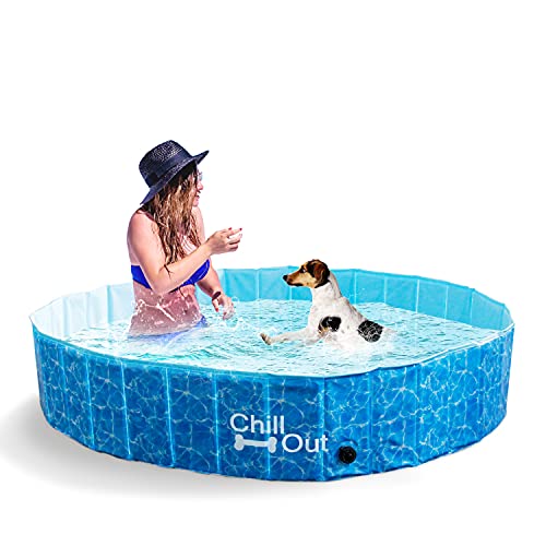 ALL FOR PAWS Dog Swimming Pool Foldable Pool Dog Tub Outdoor Pool with MDF Board Inside and...