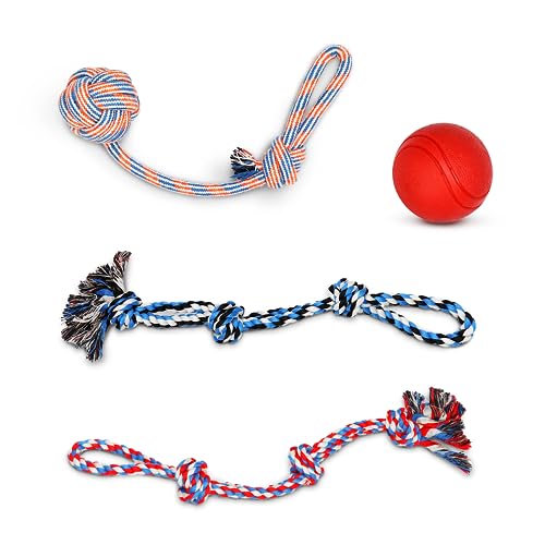 Pacific Pups Large Dog Toys, 4 Piece Dog Toy Set, Dog Tug of War Toys for Aggressive Chewers, Large...