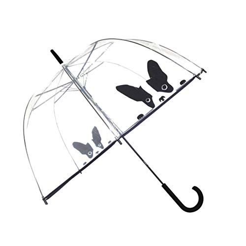 SMATI Stick Automatic Clear STARS Umbrella - Birdcage bubble See Through (Mom and Kid) (Dog)