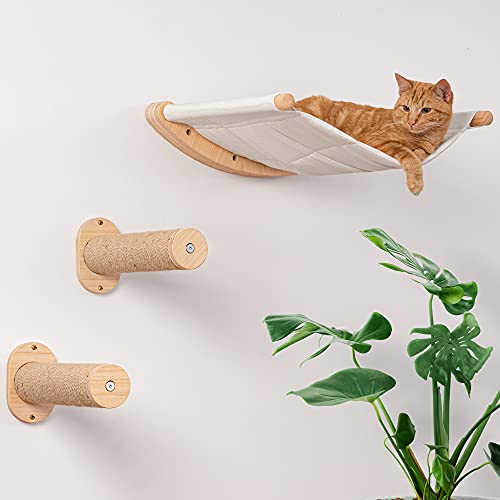 7 Ruby Road Cat Hammock Wall Mounted Cat Shelf with Two Steps - Cat Wall Shelves and Perches for...