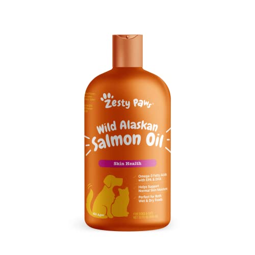 Pure Wild Alaskan Salmon Oil for Dogs & Cats - Omega 3 Skin & Coat Support - Liquid Food Supplement...