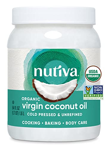 Nutiva Organic Coconut Oil 54 fl oz, Cold-Pressed, Fresh Flavor for Cooking Oil, Natural Hair Oil,...