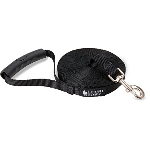 Leashboss Free Range Dog Leash for Large Dogs and Drawstring Backpack - 1 Inch Nylon Training Lead...