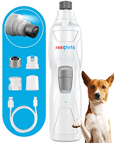 REXIPETS Cat and Dog Nail Grinder - Rechargeable Electric Pet Nail Clipper & Trimmer- Painless Paws...