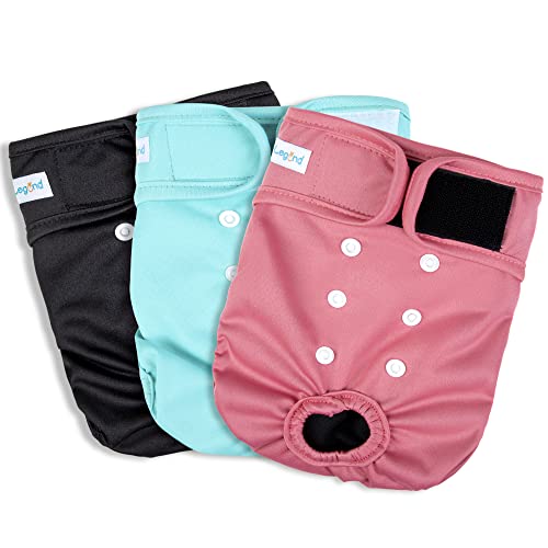 Paw Legend Washable Reusable Female Dog Diapers - No Leak Doggie Diapers for Heat Cycle (3...