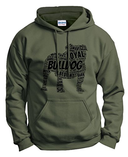 Dog Accessories English Bulldog Word Art Dog Puppy Owner Gift Hoodie Sweatshirt 2XL MlGrn
