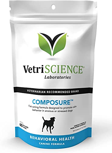 VETRISCIENCE Composure Calming Treats for Dogs Dealing with Anxiety, Separation Stress, Noise,...