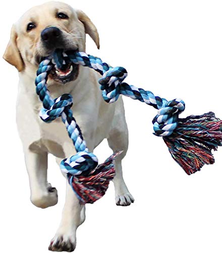 Dog Rope Toys for Aggressive Chewers Tough Rope Chew Toys for Large and Medium Dog 3 Feet 5 Knots...
