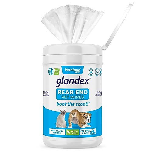 Vetnique Labs Glandex Dog Wipes for Pets Cleansing & Deodorizing Anal Gland Hygienic Wipe​s for...