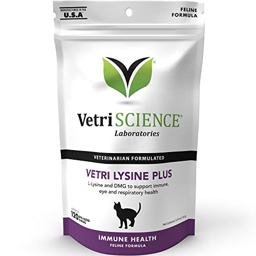 VetriScience Vetri Lysine Plus, Immune and Respiratory Support Vitamins for Cats, 120 Treat Like...