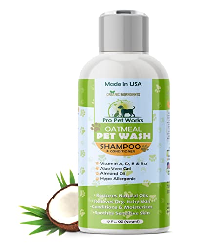 Pro Pet Works All Natural Soap Free 5 in 1 Oatmeal Dog Shampoo and Conditioner-Deshedding Formula...