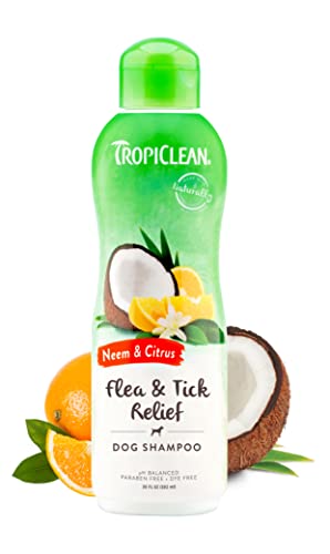 TropiClean Neem & Citrus Flea & Tick Relief Shampoo for Dogs, 20oz - Soothing Relief from Flea &...