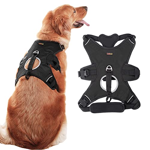 Escape Proof Large Dog Harness - Outdoor Reflective Adjustable Vest with Durable Handle and Leash...