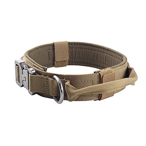 Yunlep Adjustable Tactical Dog Collar Military Nylon Heavy Duty Metal Buckle with Control Handle for...