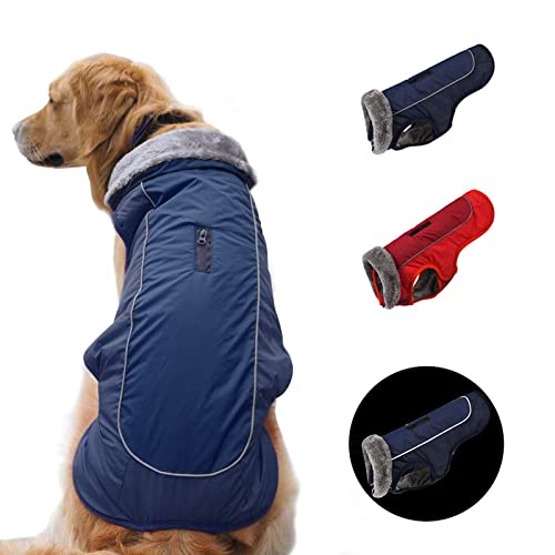 Dog Winter Coat Cozy Reflective Waterproof Windproof Dog Vest Warm Dog Apparel for Cold Weather...