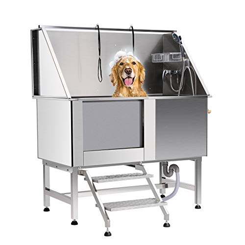 SNUGENS 50 Inches Professional Stainless Steel Pet Dog Grooming Bath Tub Station Wash Shower Sink...