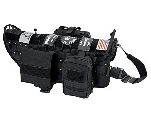VIVOI Tactical Service Dog Molle Vest Military Adjustable Training Harness with Detachable Pouches...