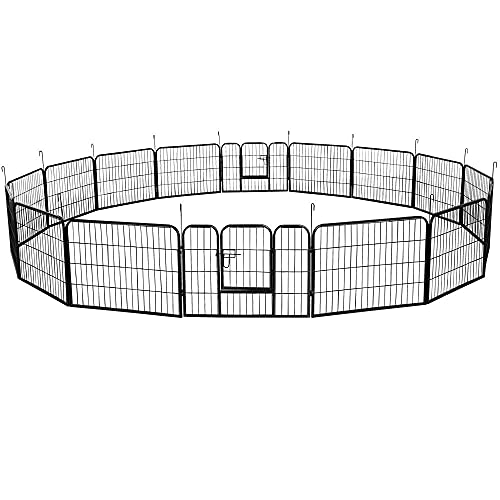 Yaheetech 24-inch Tall Heavy Duty Metal Pet Dog Puppy Cat Exercise Fence Barrier Playpen Kennel, 16...