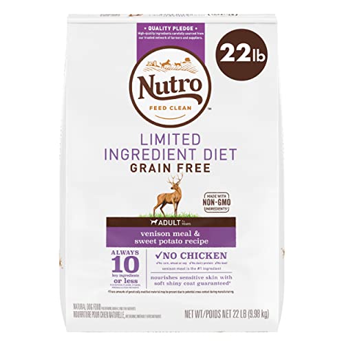 NUTRO Limited Ingredient Diet Adult Dry Dog Food Venison Meal & Sweet Potato Dog Kibble, 22 lb. Bag