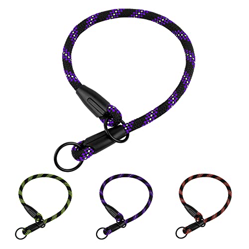 BronzeDog Rope Choke Dog Collar Braided Slip Lead Collars for Dogs Small Medium Large Puppy (S -...