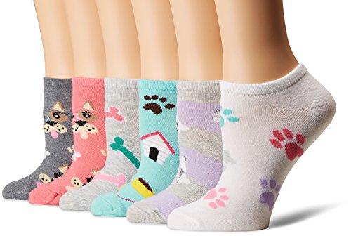 K. Bell Socks womens 6 Pair Pack Fun Animals Novelty Low Cut No Show Casual Sock, Dogs (Pink), 4 10...
