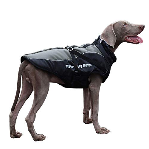 Dog Jacket with Harness & Furry Collar - Winter Coat for Dogs Extra Warm Waterproof Windproof Pet...