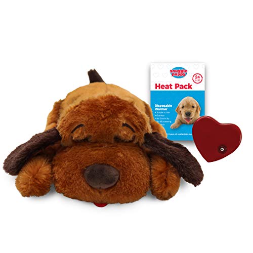 Snuggle Puppy Heartbeat Stuffed Toy for Dogs - Pet Anxiety Relief and Calming Aid - Brown