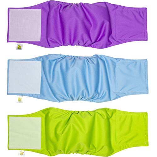 PET MAGASIN Male Dog Belly Manner Band Wraps Nappies, 3-Pack, Blue Green and Purple, Small